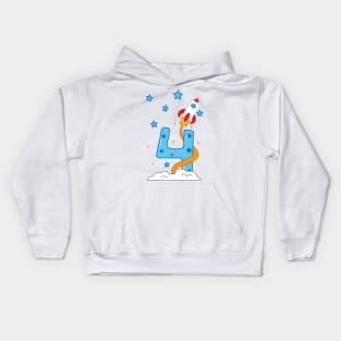 4th birthday with spaceship Kids Hoodie